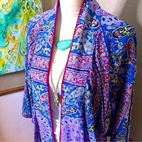 Chasing Unicorns Longline Paisley Print Kimono NWT One Size - Picture 4 of 13